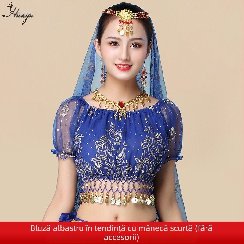 Huayu Costum de belly dance pentru femei — 120D chiffon + voal floral, material principal: nailon, lansare vară 2024