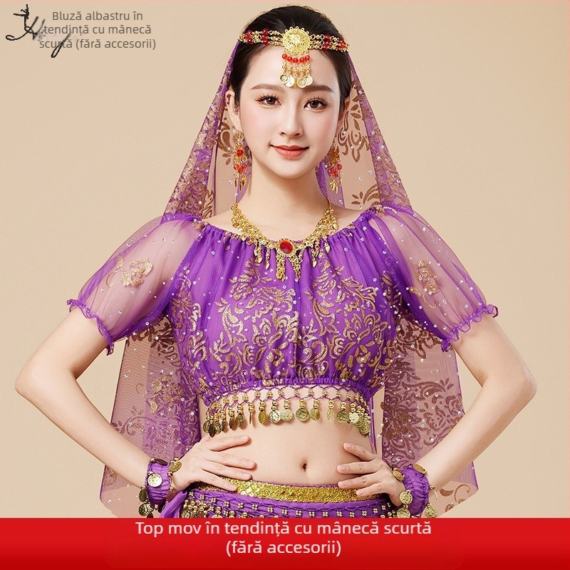Huayu Costum de belly dance pentru femei — 120D chiffon + voal floral, material principal: nailon, lansare vară 2024