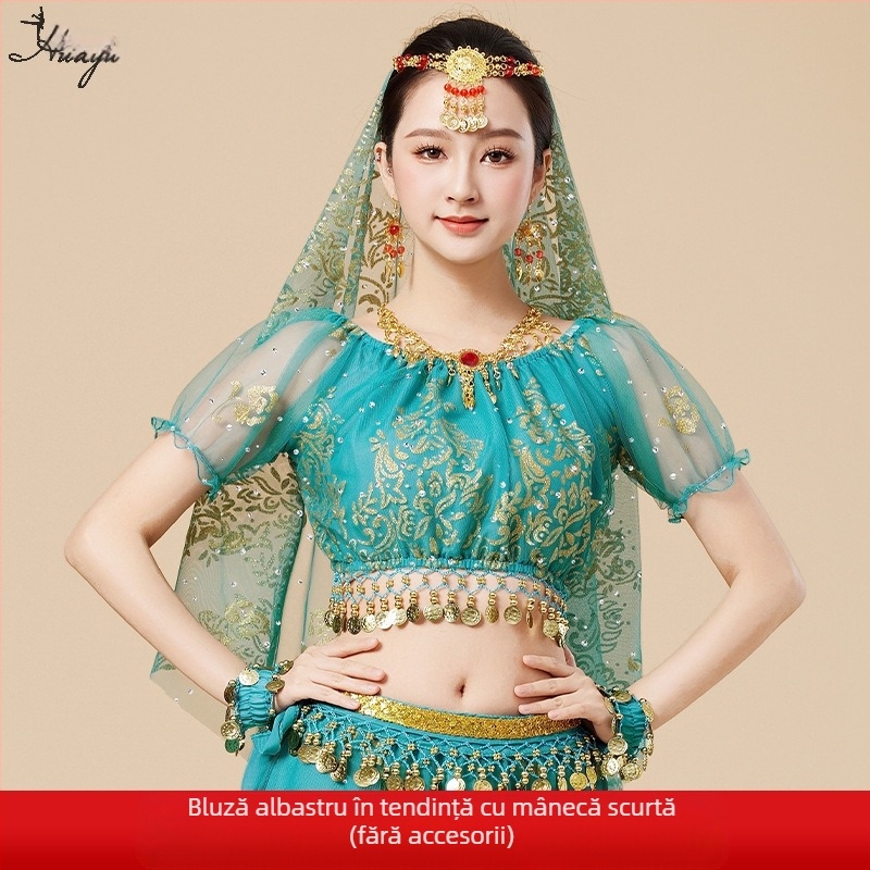 Huayu Costum de belly dance pentru femei — 120D chiffon + voal floral, material principal: nailon, lansare vară 2024