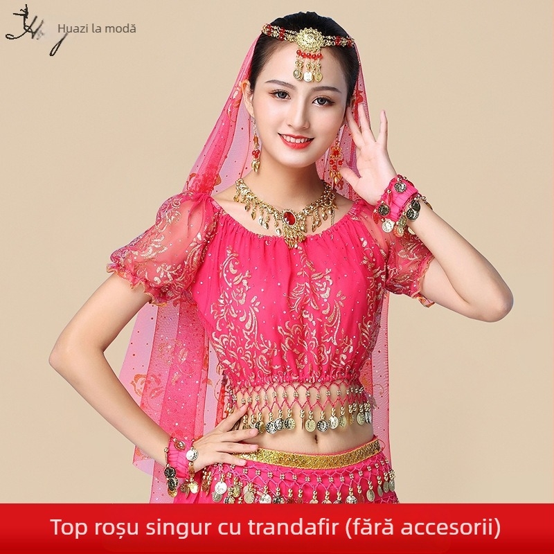 Huayu Costum de belly dance pentru femei — 120D chiffon + voal floral, material principal: nailon, lansare vară 2024