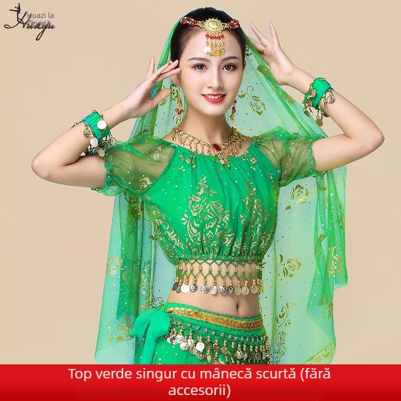 Huayu Costum de belly dance pentru femei — 120D chiffon + voal floral, material principal: nailon, lansare vară 2024