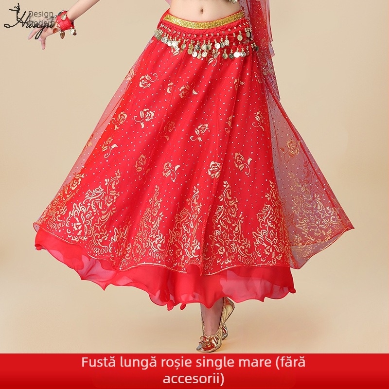 Huayu Costum de belly dance pentru femei — 120D chiffon + voal floral, material principal: nailon, lansare vară 2024