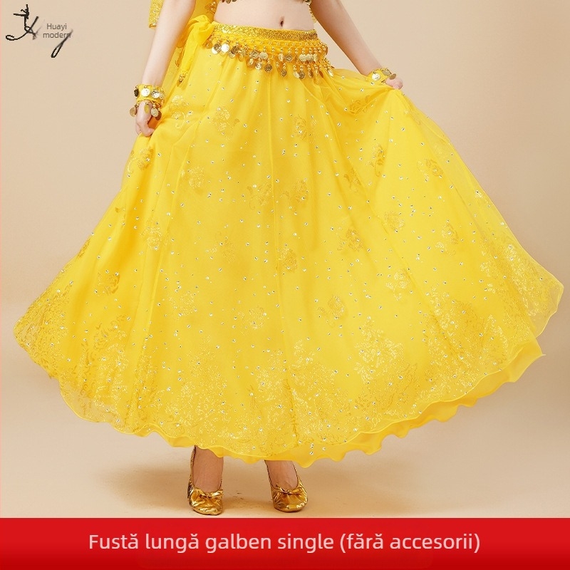 Huayu Costum de belly dance pentru femei — 120D chiffon + voal floral, material principal: nailon, lansare vară 2024