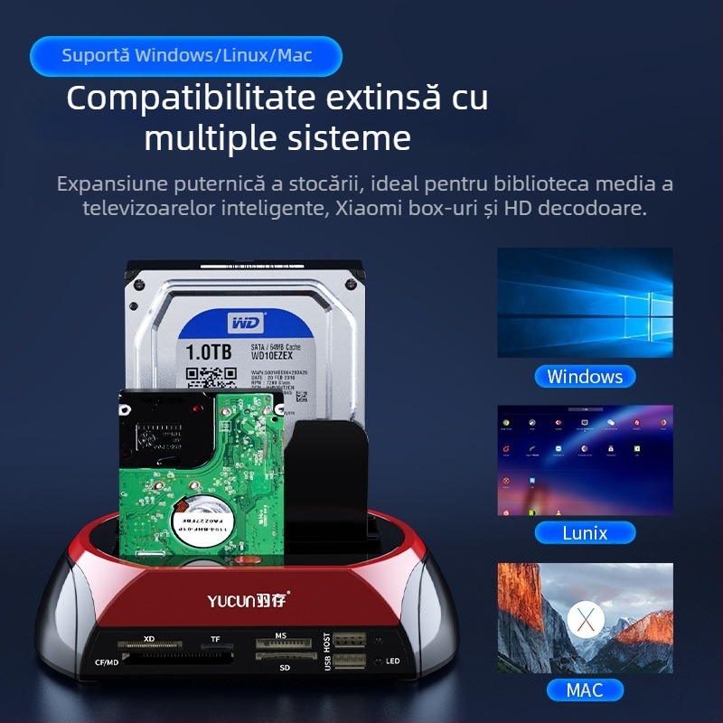 Carcasa externă pentru hard disk IDE/SATA 2.5/3.5, interfață USB 2.0, suport până la 6TB