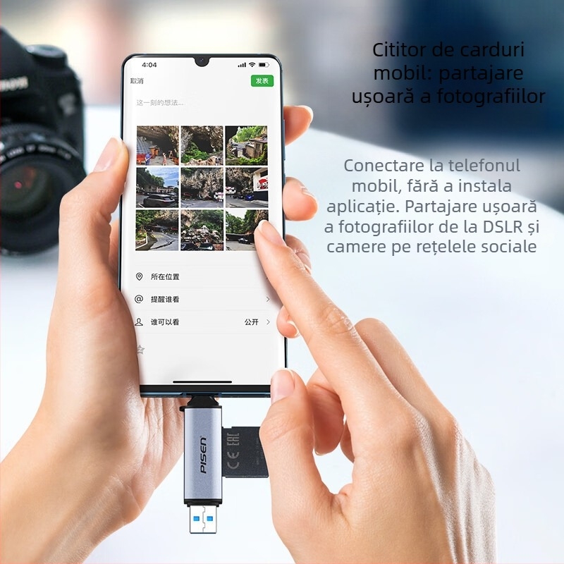 Pisen Cititor de carduri USB-C/USB cu interfață duală pentru SD și TF (USB 3.0)