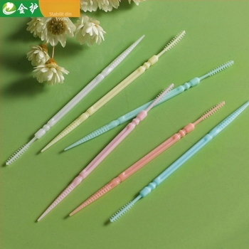 Scobitori din plastic cu capete duble, în formă de coastă de pește, de unică folosință, PP alimentar, 200–300 buc./sticlă, 96 sticle/pachet, Toothguard/Gold Guard