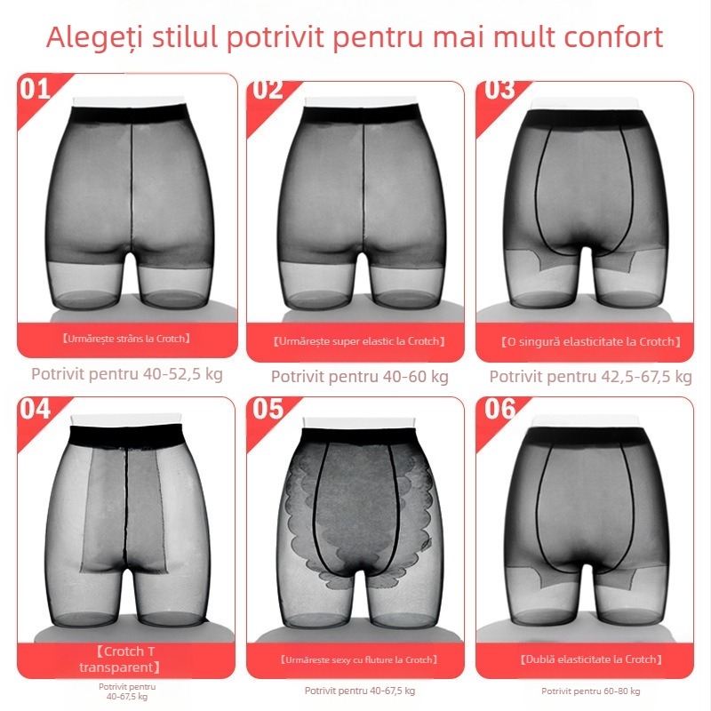 Colanți transparenți ultra-subțiri pentru femei, model ananas, negri, vară