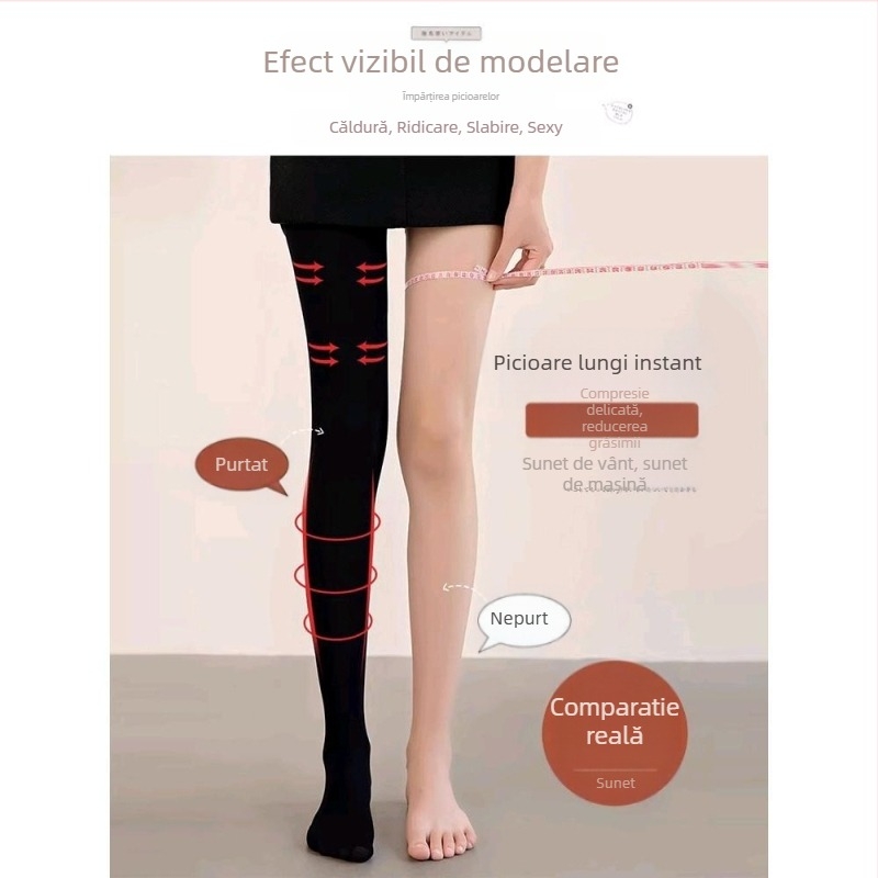 Colanți damă din nylon cu microcompresie pentru modelarea picioarelor, invizibili, ridicare fesieri, model solid, grosime medie