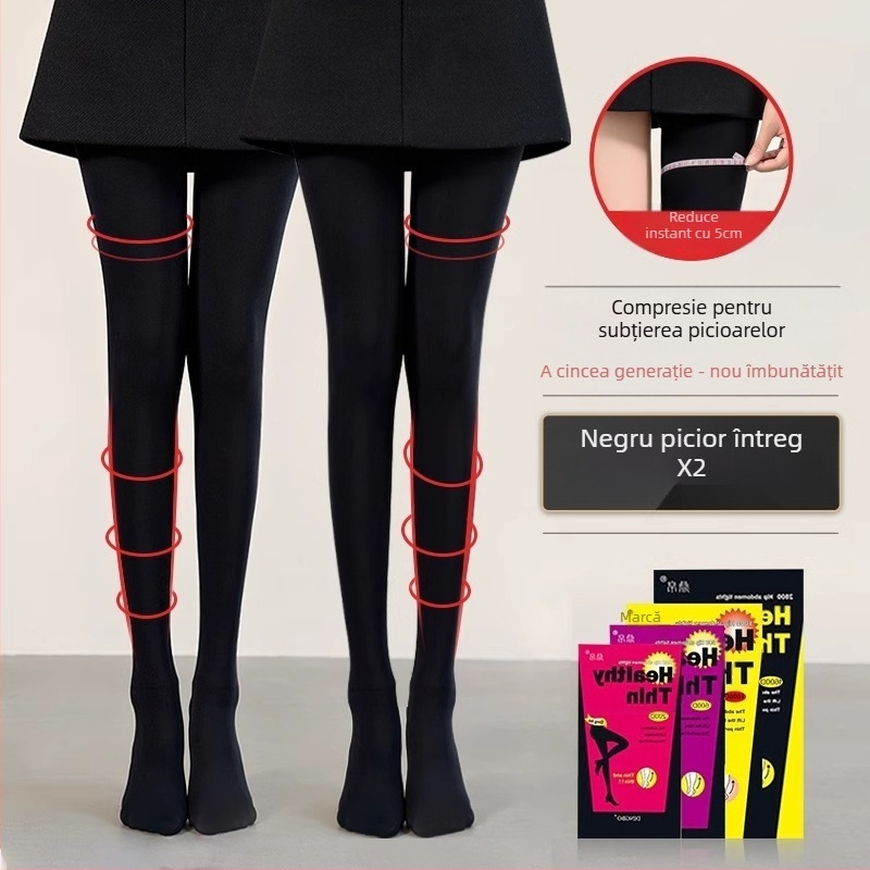 Colanți damă din nylon cu microcompresie pentru modelarea picioarelor, invizibili, ridicare fesieri, model solid, grosime medie