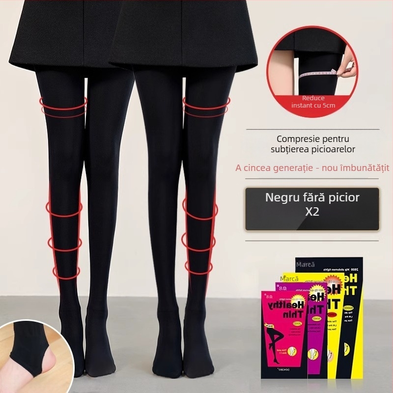 Colanți damă din nylon cu microcompresie pentru modelarea picioarelor, invizibili, ridicare fesieri, model solid, grosime medie