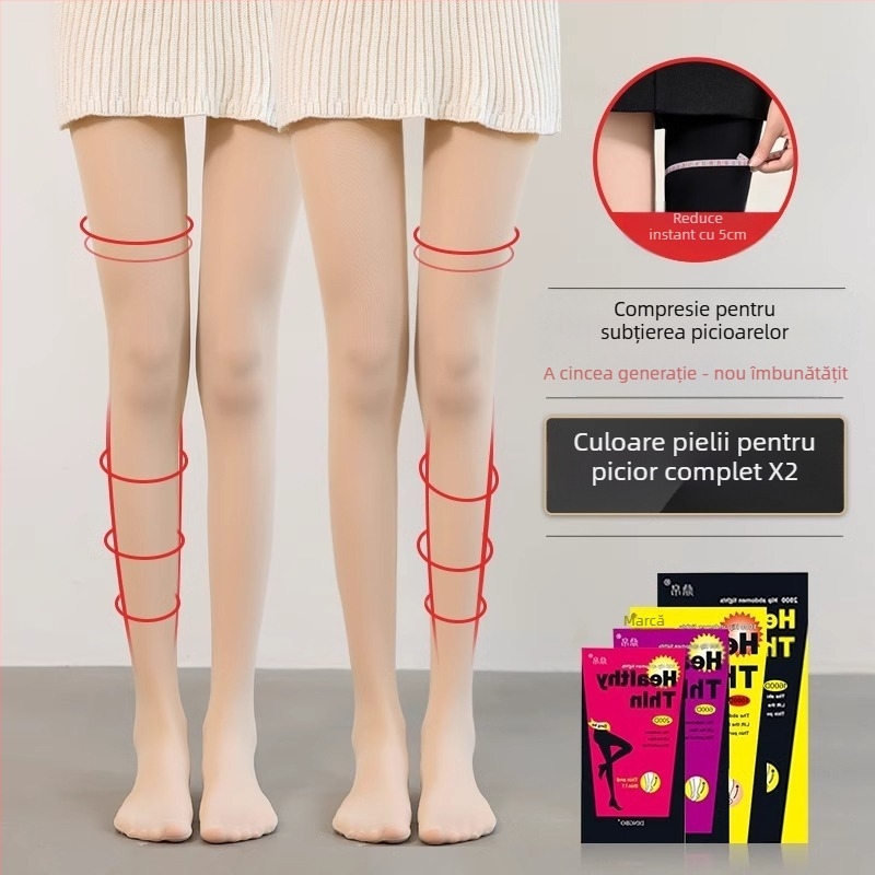 Colanți damă din nylon cu microcompresie pentru modelarea picioarelor, invizibili, ridicare fesieri, model solid, grosime medie