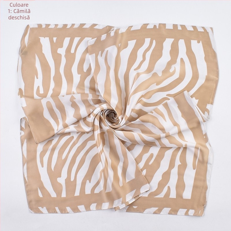 Șal pătrat din mătase artificială cu imprimeu zebra – uscare rapidă, pentru toate anotimpurile, origine Yiwu