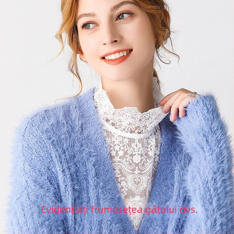 Guler fals feminin pentru cămașă — șifon, decorativ, pentru iarnă, primăvară și toamnă