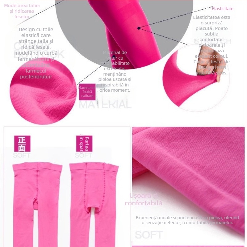 Colanți din velur pentru femei, grosime medie, modelare și ridicare a șoldurilor, nylon 50–70%, stil sexy