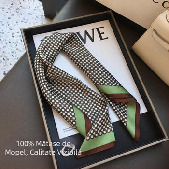 Șal mic pătrat din mătase 100%, țesătură simplă, imprimat, vară