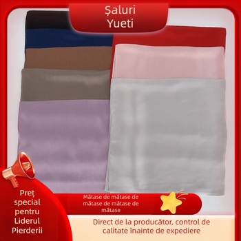 Yuetimei șal pătrat din mătase Mulberry — țesătură satin, stil minimalist cu lux discret, peste 96% mătase, lansare primăvara 2023