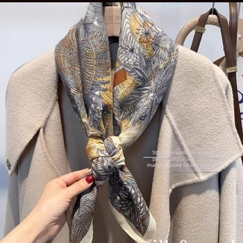 Șal din lână cu țesătură simplă, imprimat, pătrat mare, stil personal, iarna 2024