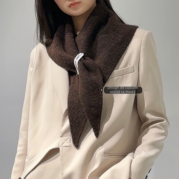 Șal triunghiular din lână, cald, tricotat prin warp knitting, simplu, potrivit pentru primăvară și toamnă