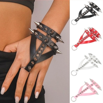 Brățară din piele în stil Gothic Punk, cu nituri ascuțite, placare electroplată, brand Ova