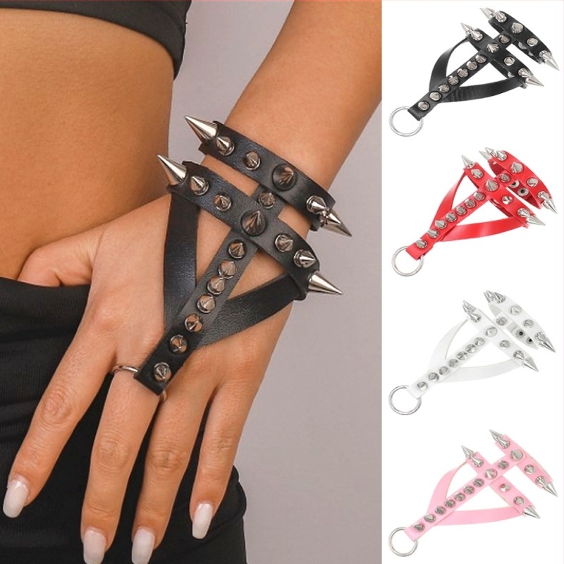 Brățară din piele în stil Gothic Punk, cu nituri ascuțite, placare electroplată, brand Ova