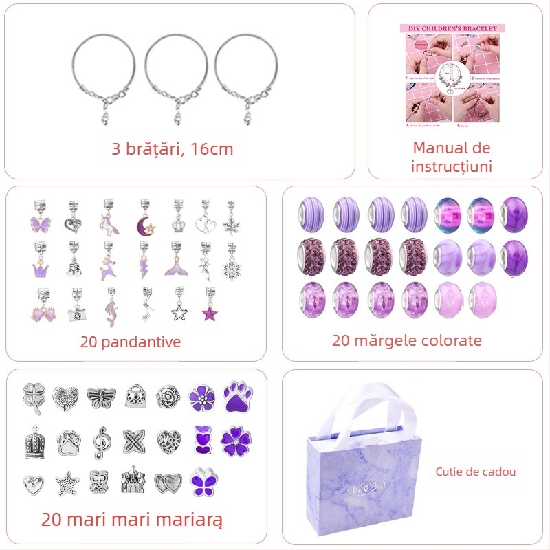 Set de brățări pentru copii – aliaj, electroplatare, HOMHUL/Heng Mei Huang TZ-04