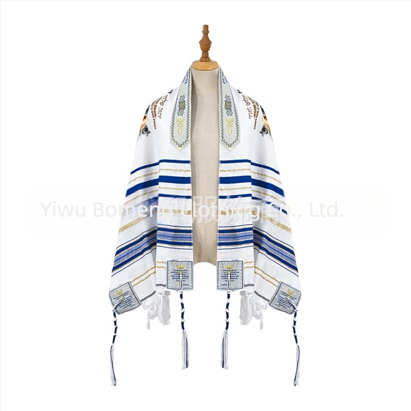 Șal unisex din poliester jacquard, broderie, imprimeu tip totem, țesătură prin imprimare, lungime extra