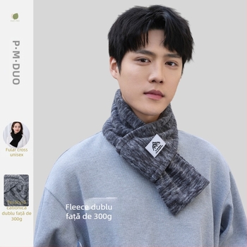 P·M·Duo eșarfă fleece pentru bărbați, guler de iarnă, polar fleece, poliester, tricotat