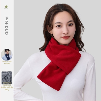 P·M·Duo eșarfă fleece pentru bărbați, guler de iarnă, polar fleece, poliester, tricotat