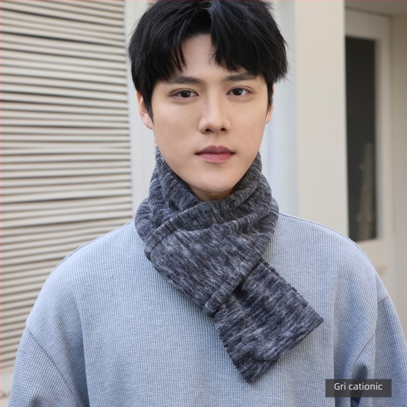 P·M·Duo eșarfă fleece pentru bărbați, guler de iarnă, polar fleece, poliester, tricotat