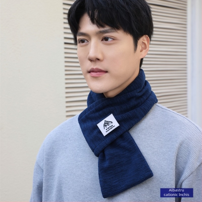 P·M·Duo eșarfă fleece pentru bărbați, guler de iarnă, polar fleece, poliester, tricotat