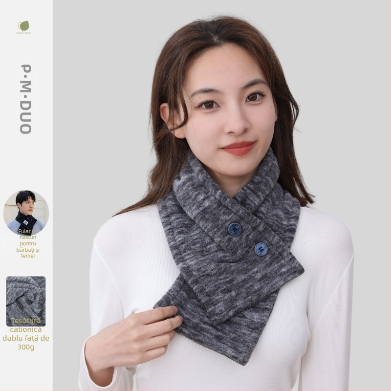 P·M·Duo eșarfă fleece pentru bărbați, guler de iarnă, polar fleece, poliester, tricotat