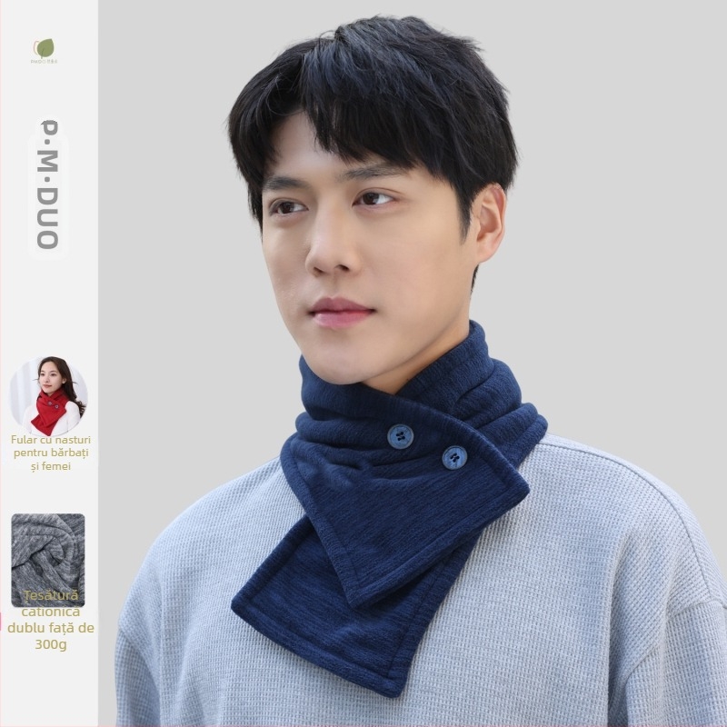 P·M·Duo eșarfă fleece pentru bărbați, guler de iarnă, polar fleece, poliester, tricotat