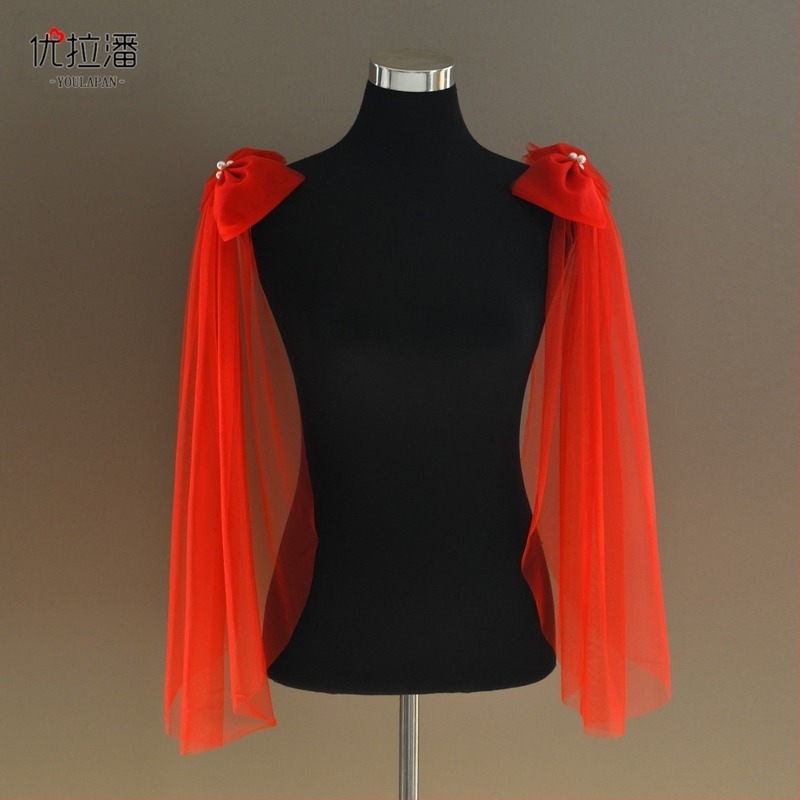 Acoperire de umăr pentru rochie de mireasă - Funda detașabilă, lucrată manual, model monocrom, VG34, Yulapan