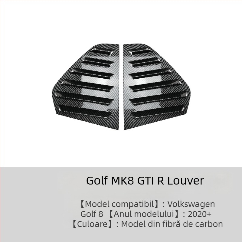 AMP-Z Autocolant pentru caroserie pentru Volkswagen Golf GTI Mk6/Mk7/Mk8 – Textură carbon pian negru, Montaj adeziv