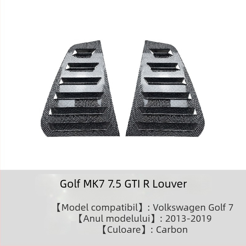 AMP-Z Autocolant pentru caroserie pentru Volkswagen Golf GTI Mk6/Mk7/Mk8 – Textură carbon pian negru, Montaj adeziv
