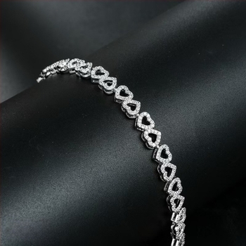 Brățară din zirconiu cu tăietură diamantată, formă inimă și picătură, pentru femei