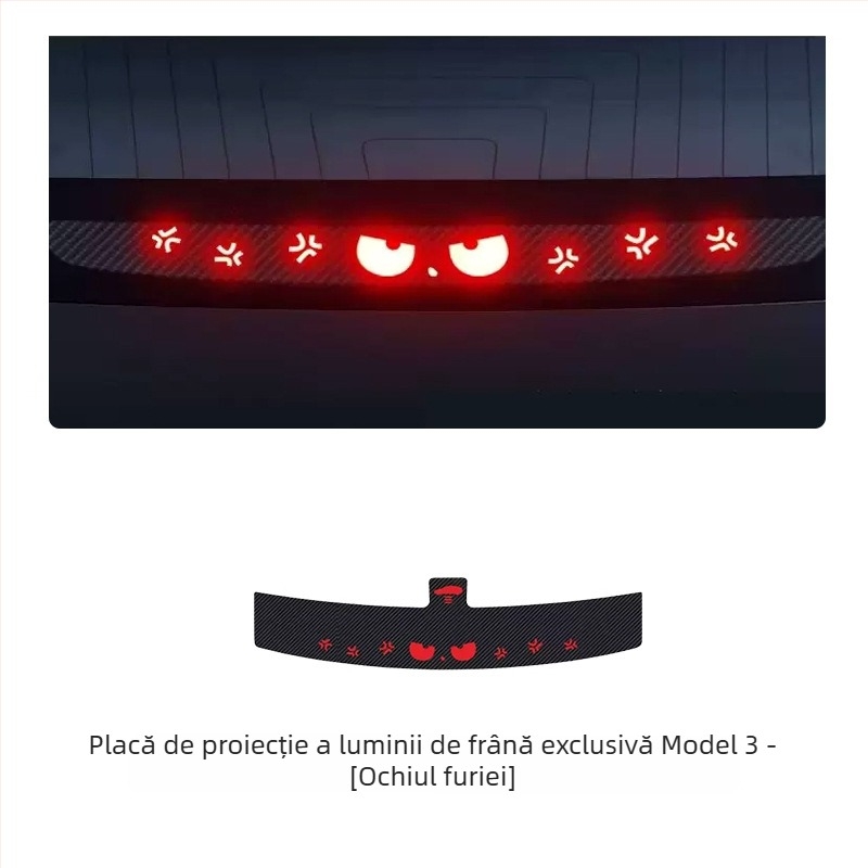 Sticker pentru lumină de mașină Tesla Model 3/Y, cu textură fibră de carbon, imitatie fibră de carbon, montaj cu ventuză, personalizabil