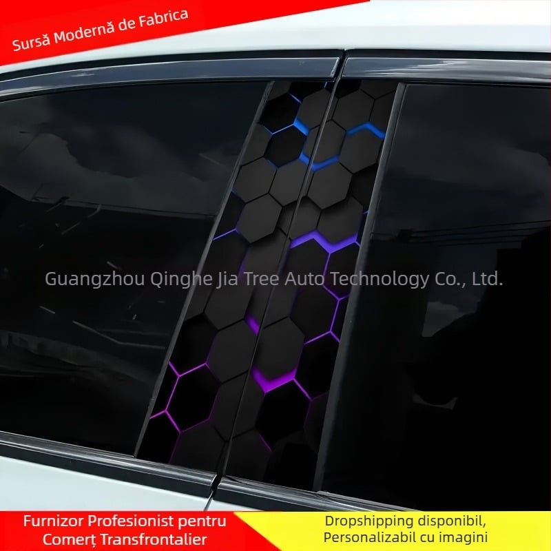 Sticker decorativ pentru B-pilarul mașinii, serie hexagonală, adeziv auto, material: autocolant