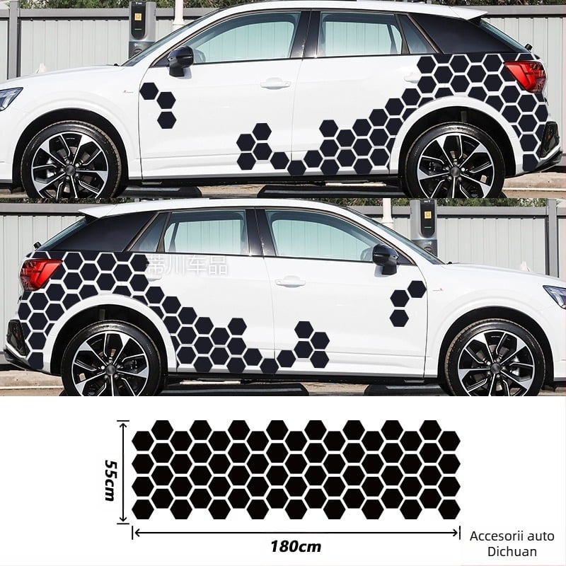 Kashes autocolant pentru caroserie auto cu model fagur de miere, montaj prin adeziv