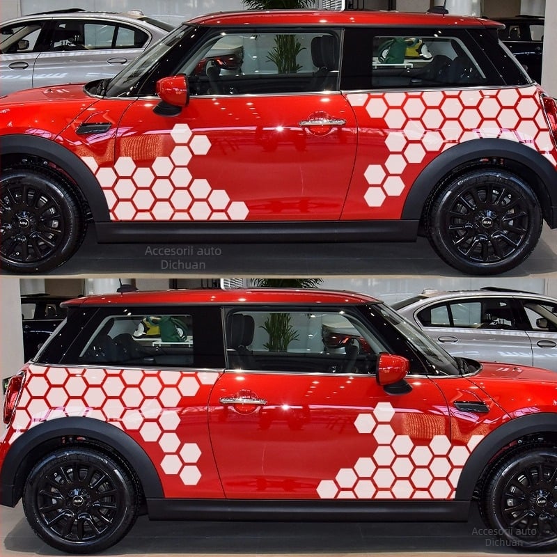 Kashes autocolant pentru caroserie auto cu model fagur de miere, montaj prin adeziv