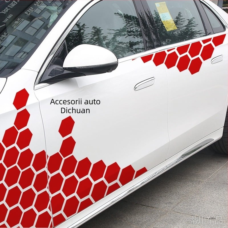 Kashes autocolant pentru caroserie auto cu model fagur de miere, montaj prin adeziv