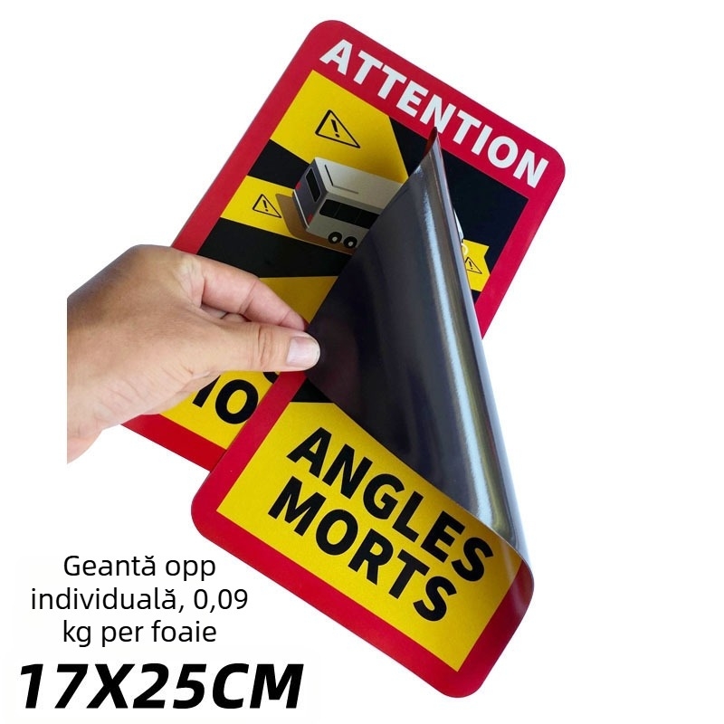 Flute autocolant reflectorizant pentru caroserie – avertizare la unghi mort, montaj cu adeziv, personalizabil