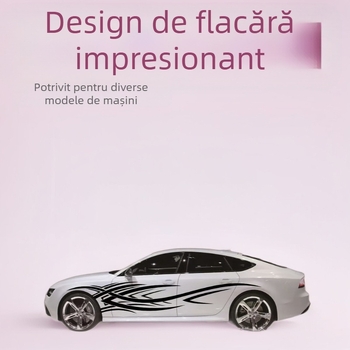 Decal auto din vinil cu flăcări, set 2 piese (stânga-dreapta) pentru caroserie, model în dungi, aderență puternică, instalare autoadezivă