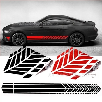 Autocolant pentru pragul lateral al mașinii cu dungi de curse (Y-101, Universal) – vinil, aderență puternică, personalizabil, pentru partea laterală a mașinii