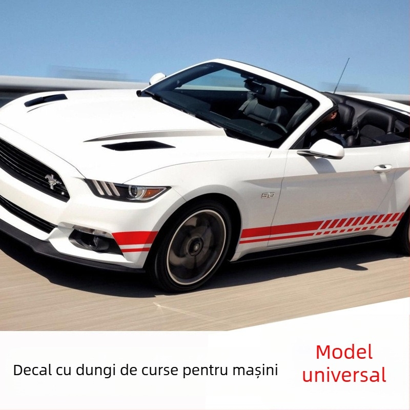 Autocolant pentru pragul lateral al mașinii cu dungi de curse (Y-101, Universal) – vinil, aderență puternică, personalizabil, pentru partea laterală a mașinii