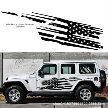 D-1277 autocolant pentru caroserie Wrangler cu dungi și grafic steag național, PVC vinil, aderență puternică, utilizare outdoor, serie dungi