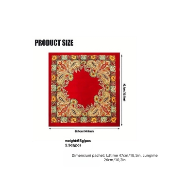 Esarfa cu imprimeu Paisley, poliester tricotat cu warp, 100% poliester, imprimare, primăvara 2025