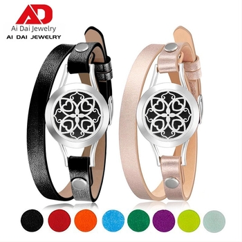 Brățară din oțel inoxidabil pentru difuzie de uleiuri esențiale, IBERIS, Unisex, Lux ușor, Design floral, Aromaterapie