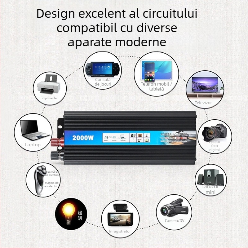 Keithia invertor auto 12V/24V/48V/60V către 220V, 500W/1000W/2000W