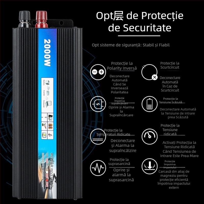 Keithia invertor auto 12V/24V/48V/60V către 220V, 500W/1000W/2000W